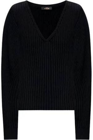 Twin-Set Strik, Dame, Sort, L, Polyester, Sort Ribbed Sweaters Actitude Kollektion