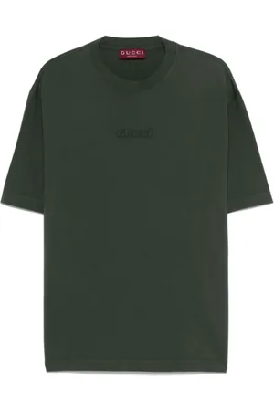 Gucci Top, Herre, Grøn, XL, Bomuld, Skovgrøn Crew Neck T-shirt