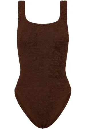 Hunza G Badetøj, Dame, Brun, ONE SIZE, Brun Metallic Square-Neck Badedragt