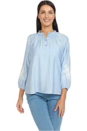 2-Biz Bluser & Skjorter, Dame, Blå, M, Elegant Light Bluse med Detaljer