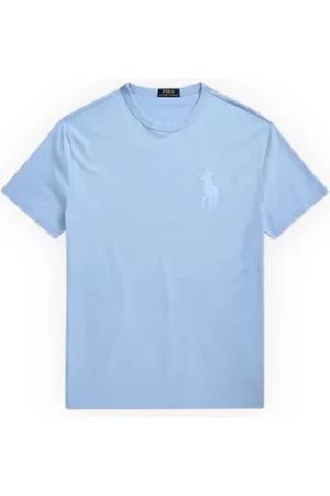 Ralph Lauren Top, Herre, Blå, XL, Bomuld, Custom Slim-Fit Bomulds T-shirt