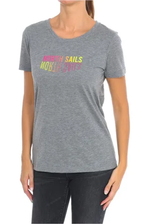 North Sails Top, Dame, Grå, S, Bomuld, Kortærmet T-shirt med Ribhals