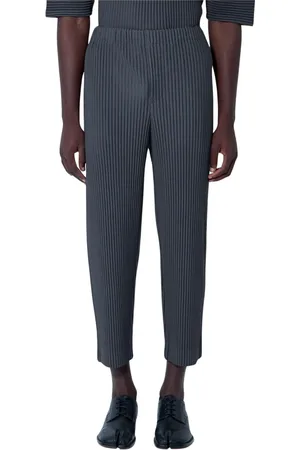 Issey Miyake Bukser, Herre, Grå, L, Polyester, Elastiske Plisserede Bukser