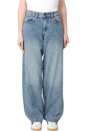 Dickies Jeans, Dame, Blå, W28, Bomuld, Afslappet pasform Wide Leg Jeans