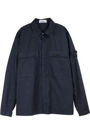 Stone Island Jakke, Herre, Blå, M, Bomuld, Blå Stretch Bomuld Overshirt Paracadute