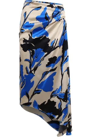 Max Mara Nederdel, Dame, Flerfarvet, M, Satin, Trykt Satin Asymmetrisk Nederdel