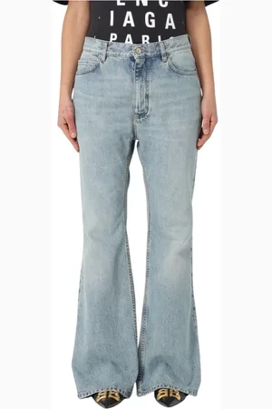 Balenciaga Jeans, Dame, Blå, S, Bomuld, Højtaljede Flare Jeans Lys Vask