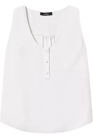 Twin-Set Top, Dame, , M, Polyester, Ivory Ærmeløs Crêpe Top