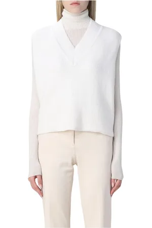 Manuel Ritz Strik, Dame, Hvid, XS, Uld, Hvid V-hals strikvest