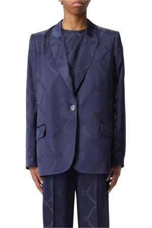 Twin-Set Jakke, Dame, Blå, XL, Silkekjole med ChainLink-detalje