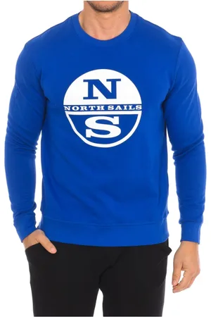 North Sails Sweathshirts & Hoodies, Herre, Blå, XL, Nylon, Ribbet Rund Hals Sweater