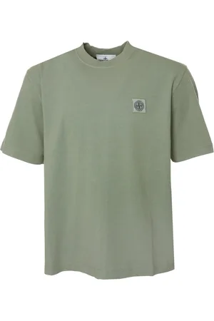 Stone Island Top, Herre, Grøn, XL, Ribbet Rund Hals T-Shirt
