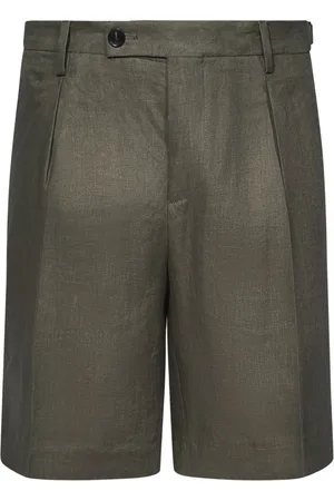 MICHAEL COAL Shorts, Herre, Grøn, W40, Linned, Grønne Linnedshorts med Militærstil