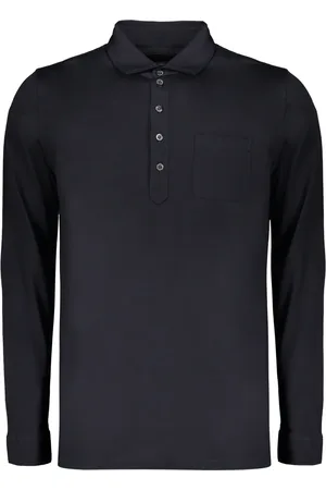 MOORER Top, Herre, Blå, XL, Bomuld, Bomuldspolo med Nacre-knapper