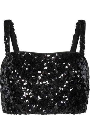 Dolce & Gabbana Top, Dame, Sort, S, Uld, Sort Silke Top med Firkantet Halsudskæring