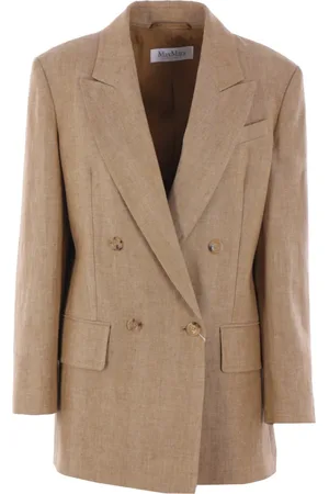 Max Mara Jakke, Dame, Brun, XS, Linned, Double-breasted Linned Blazer