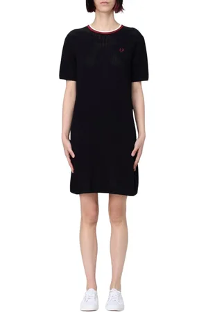 Fred Perry Kjole, Dame, Sort, S, Elegant Laurel Wreath Kjole