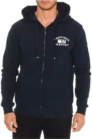 North Sails Sweathshirts & Hoodies, Herre, Blå, M, Bomuld, Hættetrøje med lynlås og ribkant