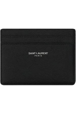 Saint Laurent Tilbehør, Herre, Sort, ONE SIZE, Præget Logo Kreditkortholder