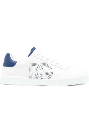 Dolce & Gabbana Sko, Herre, Hvid, 45 EU, Læder, Hvid Blå Snøresko