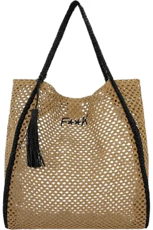 F**K Taske, Dame, , ONE SIZE, Uld, Stro Tote Taske med Broderet Logo