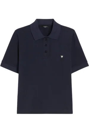 Max Mara Top, Dame, Blå, S, Bomuld, Bomuldspolo Skjorte Sommerfugl Logo