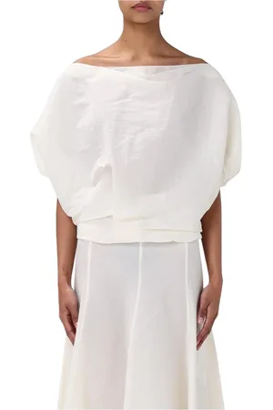 Khaite Bluser & Skjorter, Dame, Hvid, XS, Hvid Boat Neck Draperet Top