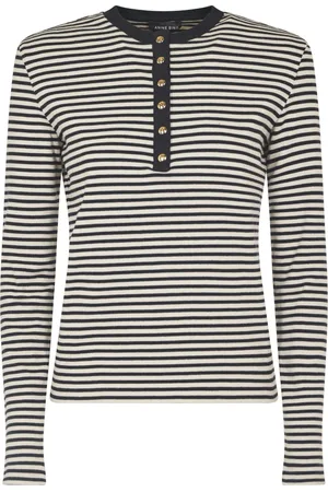 ANINE BING Top, Dame, Hvid, XS, Stribet langærmet T-shirt