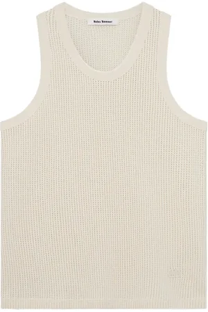 WALES BONNER Top, Herre, Hvid, XL, Bomuld, Ivory Ribbet Tank Top med Logo