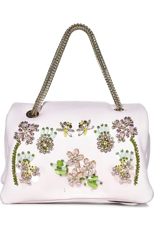 Giambattista Valli Taske, Dame, Lyserød, ONE SIZE, Uld, Lyserød Skuldertaske med Rhinsten Blomster