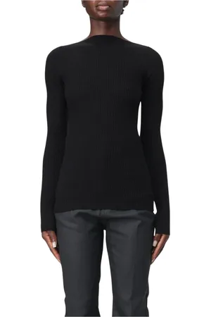 Rick Owens Strik, Dame, Sort, S, Uld, Sort Ribstrikket Cardigan