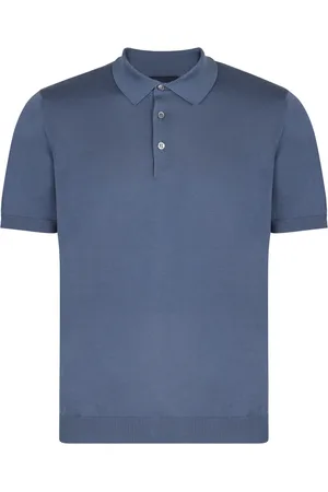 DRUMOHR Top, Herre, Blå, 2XL, Bomuld, Ribstrikket Bomuldspolo