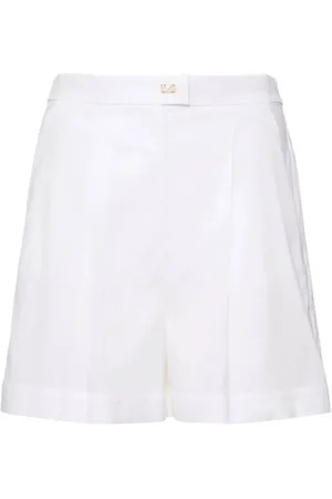 Max Mara Shorts, Dame, Hvid, S, Bomuld, Hvide Bermuda Bukser med Elastisk Talje