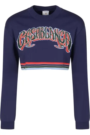 Casablanca Strik, Dame, Blå, XS, Cropped Baseball Tee
