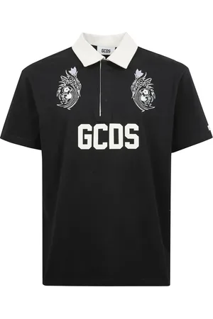 GCDS Top, Herre, Sort, L, Bomuld, Kortærmet Polo Strik