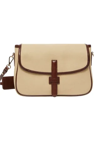 Max Mara Taske, Dame, , ONE SIZE, Uld, Canvas Skuldertaske med Læderdetaljer