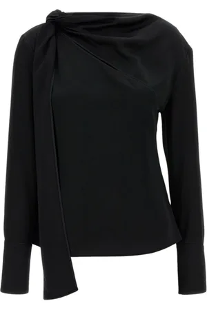 Givenchy Bluser & Skjorter, Dame, Sort, M, Elegant Silkebluse med Knudehals