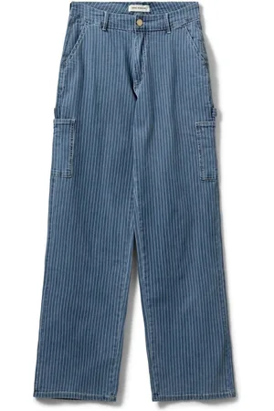 Sofie Schnoor Jeans, Dame, Blå, XL, Bomuld, Cargo-inspirerede Stribede Bukser
