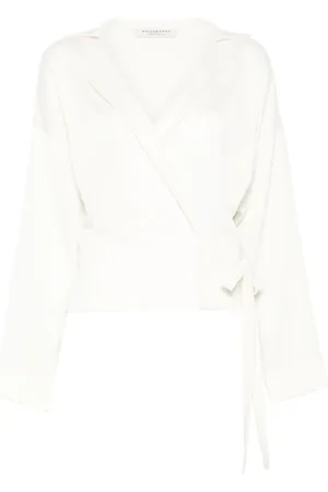 Serafini Bluser & Skjorter, Dame, Hvid, M, Satin, Hvid Satin Wrap Bluse