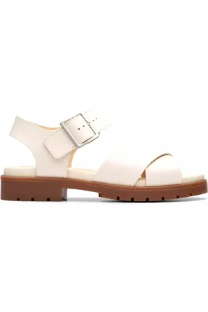 Clarks Sko, Dame, , 37 1/2 EU, Uld, Stilfuld damesandal - off white