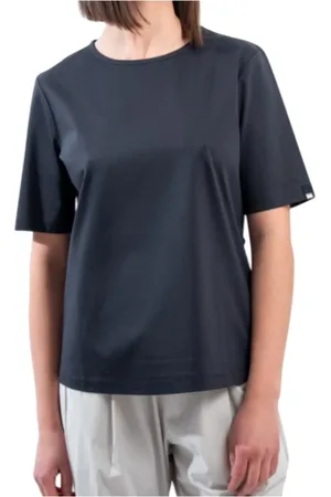 HERNO Top, Dame, Blå, L, Uld, Blå T-shirt med trykknaplukning