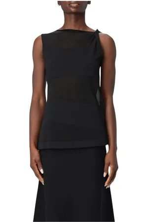 LIVIANA CONTI Top, Dame, Sort, L, Hvid Gennemsigtig Panel Strik Top