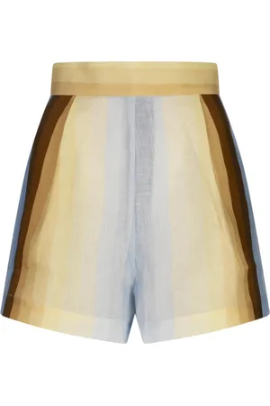 Amotea Shorts, Dame, Flerfarvet, L, Linned, Printede linnedshorts i multifarver