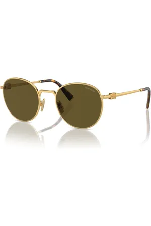Miu Miu Tilbehør, Dame, Gul, 50 MM, Uld, Guld/Mørkebrune Solbriller