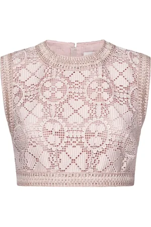 Giambattista Valli Top, Dame, Lyserød, S, Bomuld, Bleg Rose Ærmeløs Crop Top