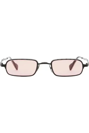 KUBORAUM Tilbehør, Dame, Sort, ONE SIZE, Uld, Rektangulære solbriller i sort mat med pink linse