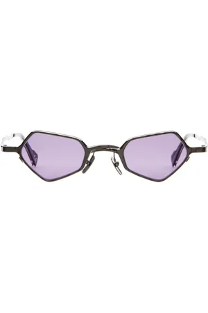 KUBORAUM Tilbehør, Dame, Grå, ONE SIZE, Geometriske Gunmetal Solbriller med Violet Linse