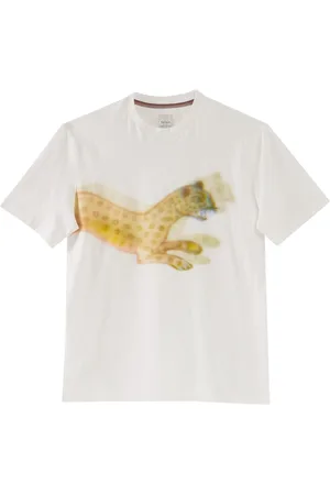 Paul Smith Top, Herre, Hvid, S, Bomuld, Leopard Print Kortærmet Bomuld T-shirt