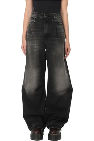 R13 Jeans, Dame, Sort, W29, Sort Distressed Wide Leg Jeans