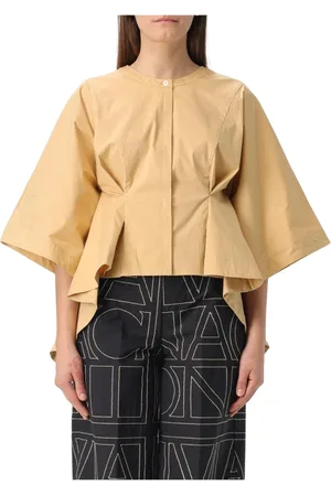 LIVIANA CONTI Bluser & Skjorter, Dame, Gul, XS, Bomuld, Hvid Poplin Afslappet Pasform Bluse